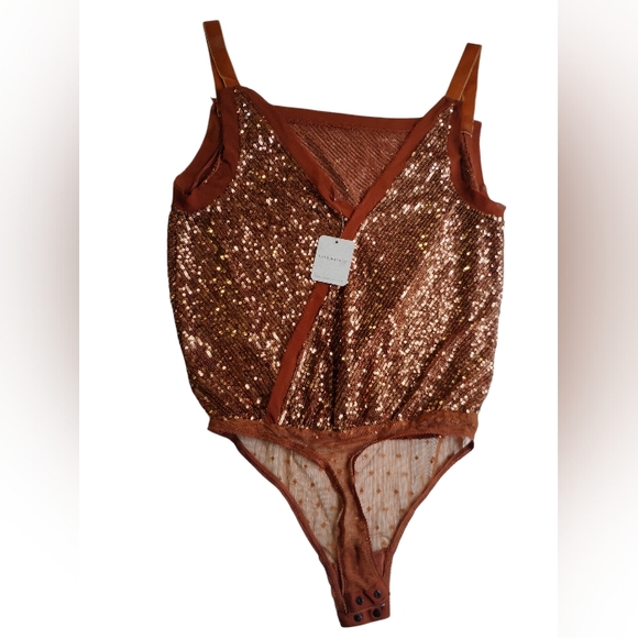 Free People Sunset Rose Bodysuit NWT Strappy Shimmer & Shine Women's Sz XS - Picture 2 of 16